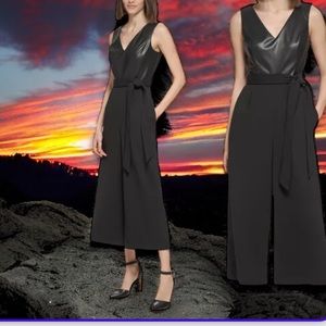 COPY - Calvin Klein Black Faux Leather Sash Jumpsuit